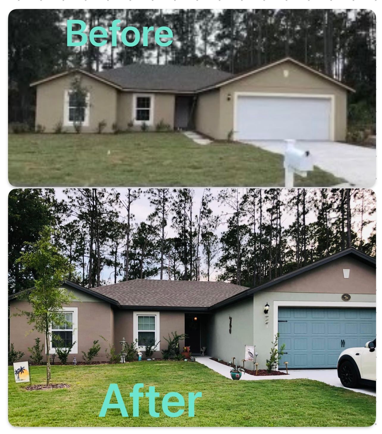 ColorSurf before and after: a Palm Coast home's exterior fully repainted
